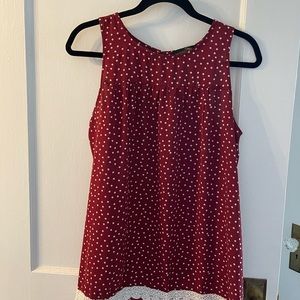 Red and white polka dot top